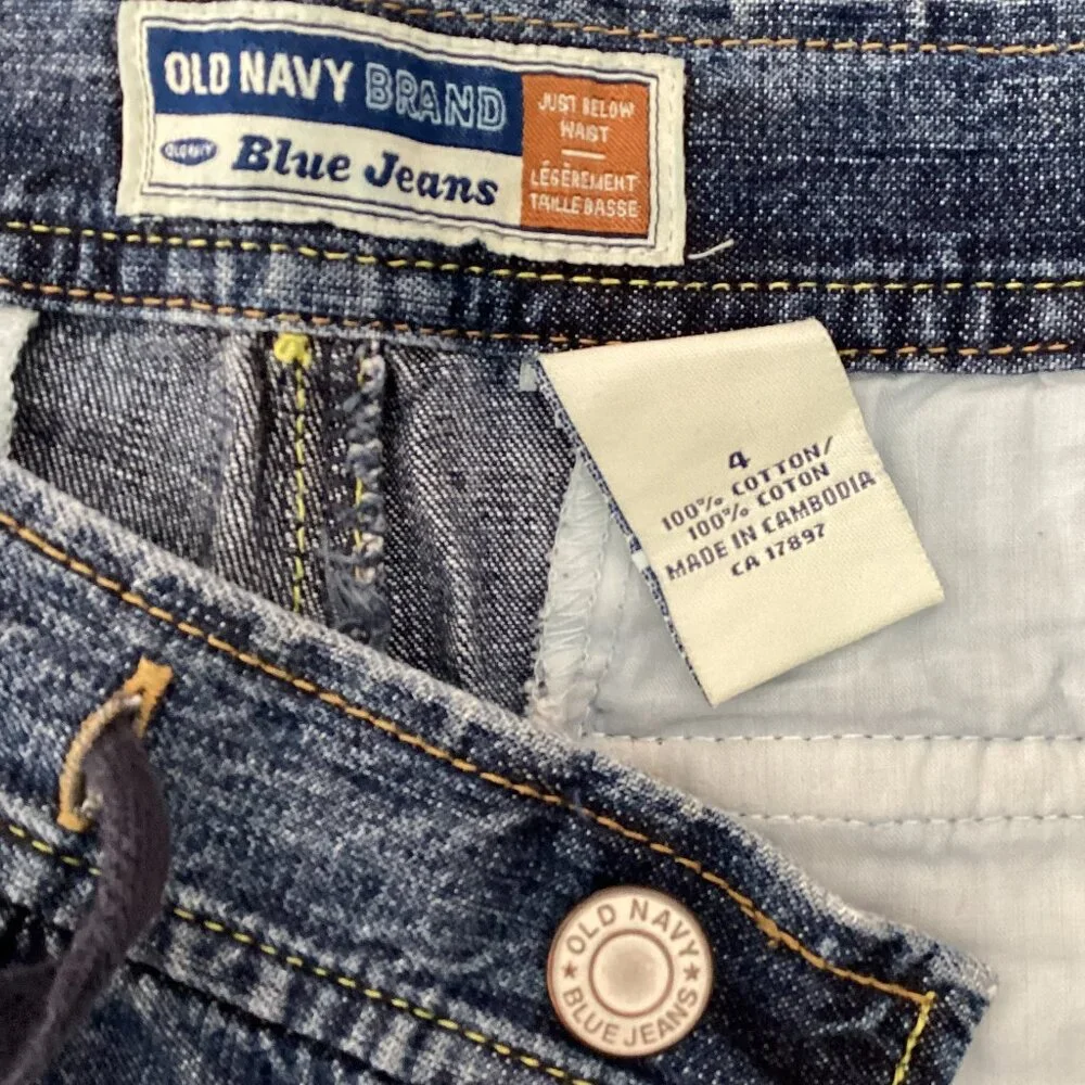 Old Navy Just Below The Waist Women's Wide Leg Denim Jeans Size 4 Draw String - Picture 8 of 8